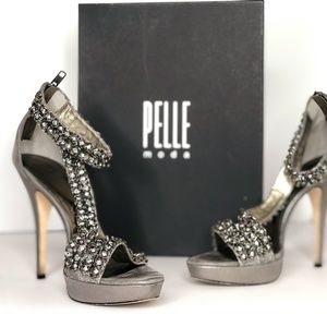 PELLE Moda GunMetal Rhinestone Evening Heel